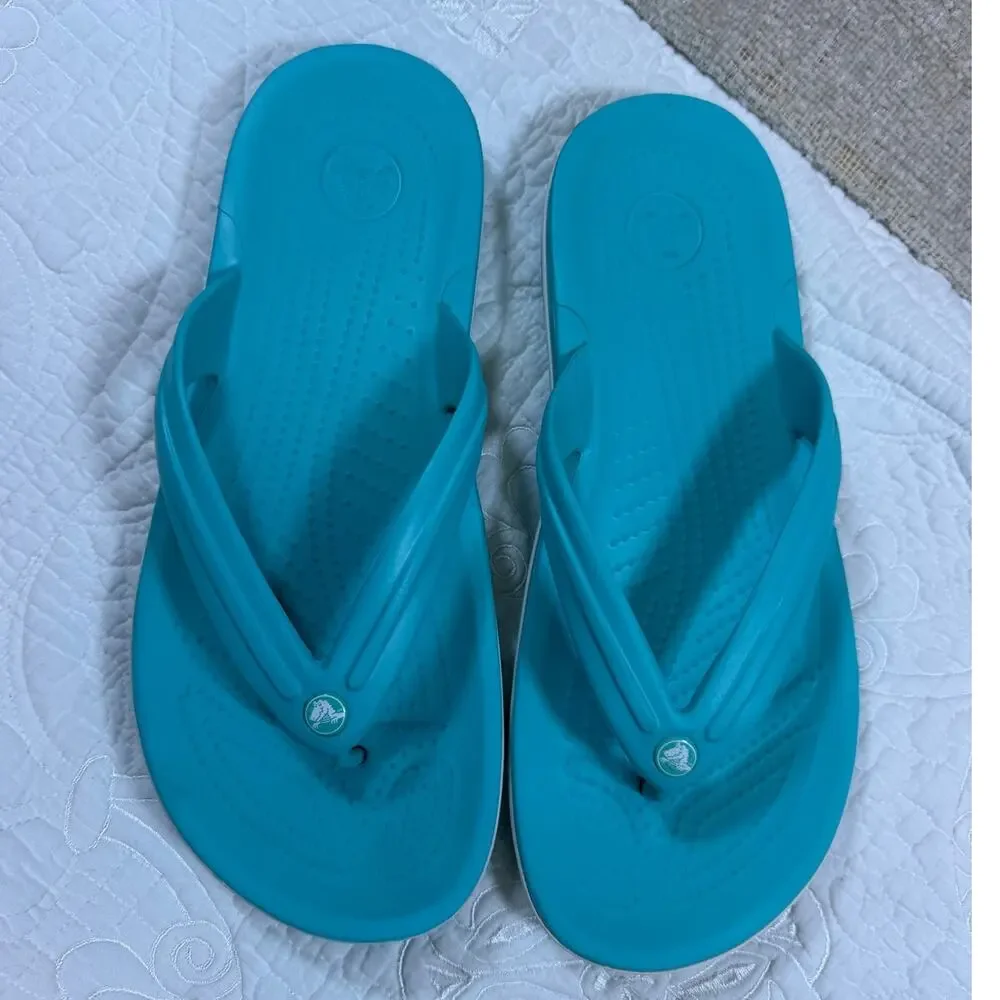 Crocs Womens 10 Blue Flip Flop Slip On Sandals Casual Comfort Beach Shoes Summer